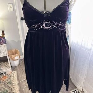 Purple Velvet Dress with Celestial Design